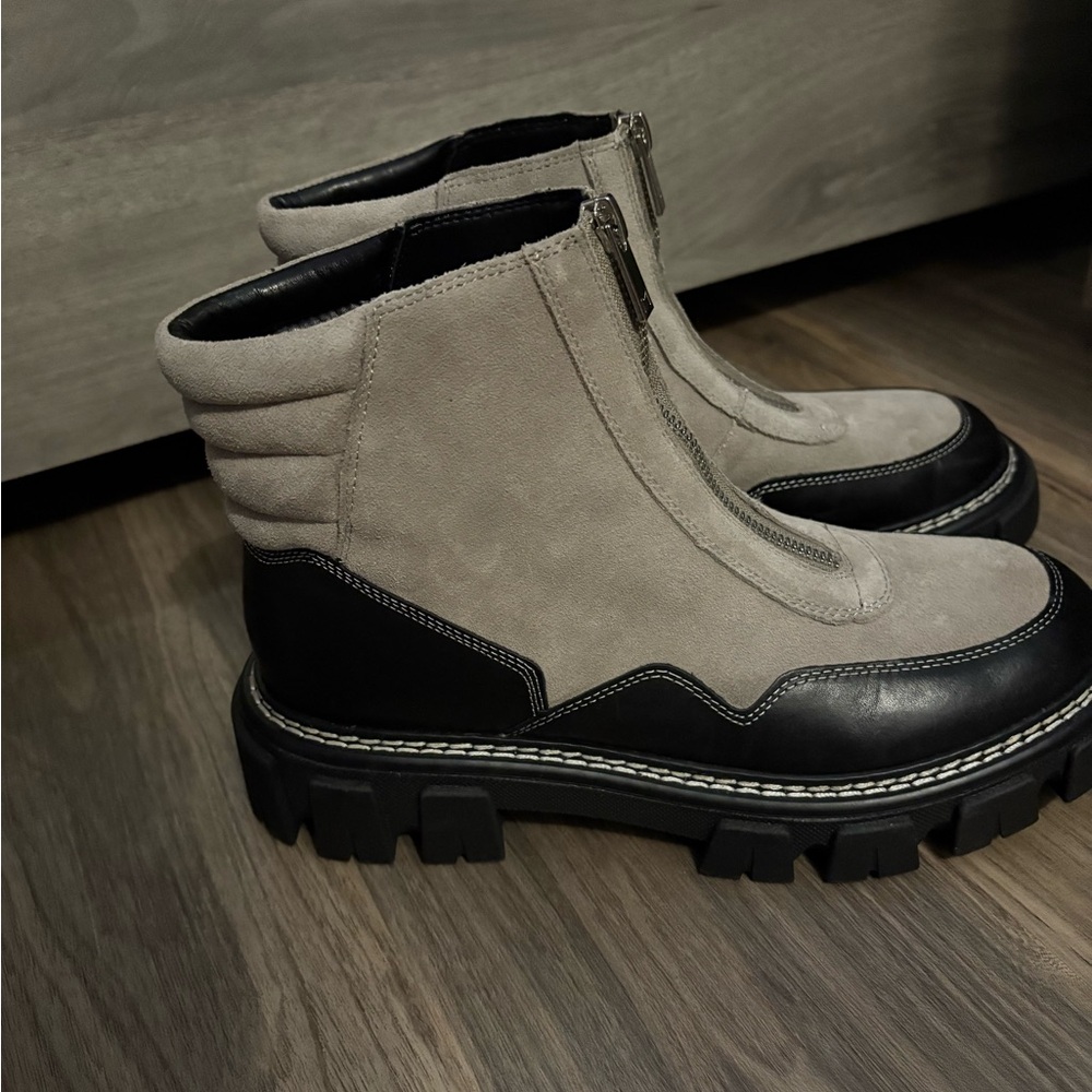 Stylish Gray and Black Ankle Boots